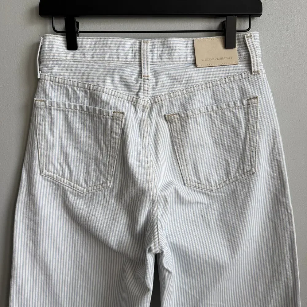 Citizens of Humanity Miro Marine Blue Stripe Relaxed Jeans Size 24